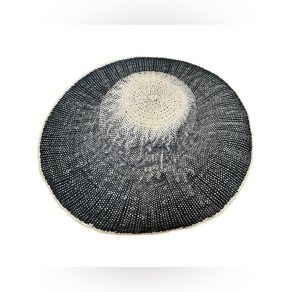 Billabong Wide Brim Straw Sun Hat Black Natural Woven Paper Beach Boho OS